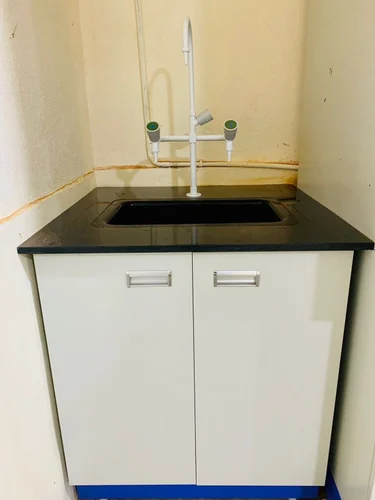 SIDE WALL TABLE WITH SINK FITTED WITH 1QTY PP SINK AND AND 1QTY 3 WAY WATER TAPS, AMBI-SWST-03WF79